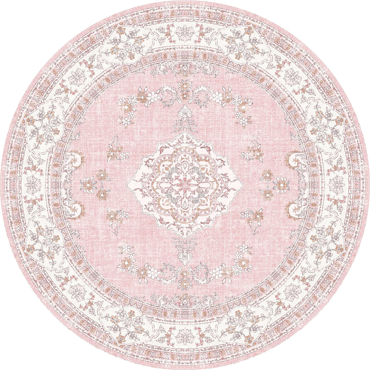 Soft Pink Rug for Girls Room: 5x8 Vintage Washable Carpet Bedroom Nursery