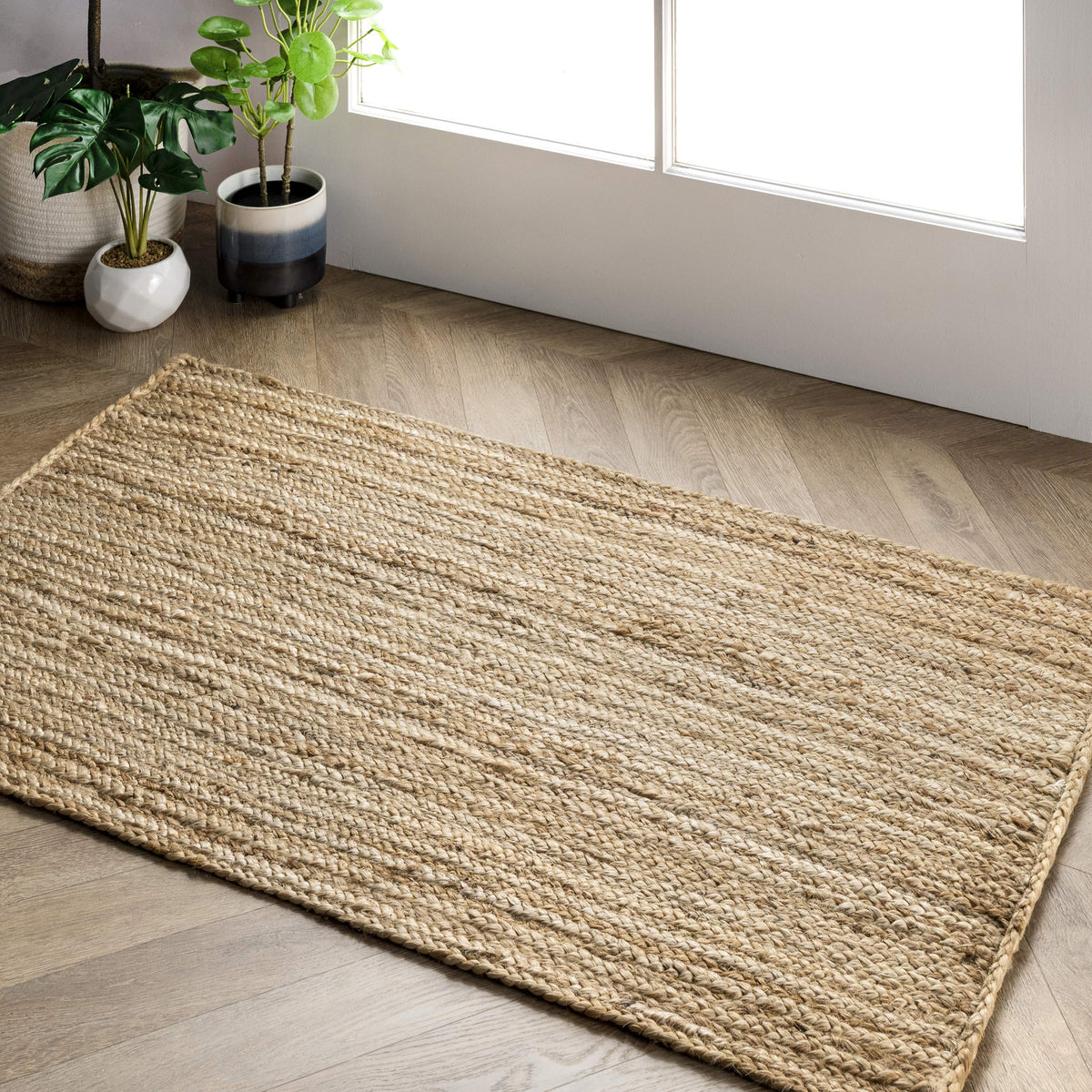 nuLOOM Rigo Natural Solid Flatweave Area Rug, 5' x 8'