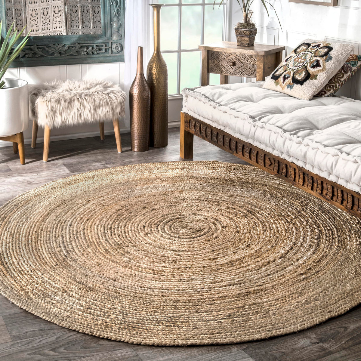 nuLOOM Rigo Natural Solid Flatweave Area Rug, 5' x 8'
