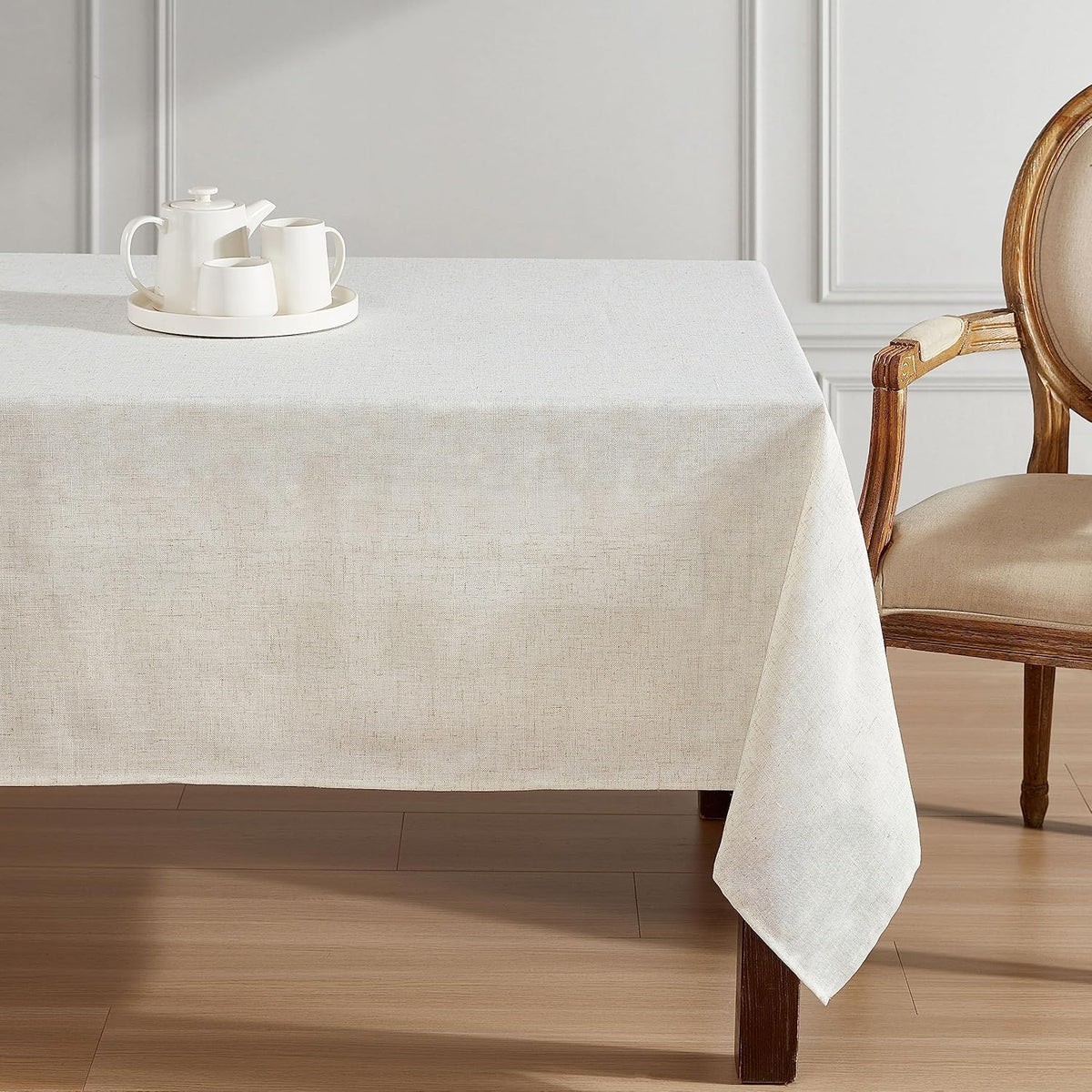 Laura Ashley Dothan Linen Blend Tablecloth, 60" x 84", Taupe