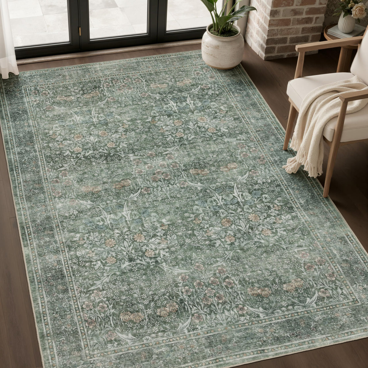 JOLLYVOGUE 5x7 Area Rugs for Living Room, Washable Rug, Beige