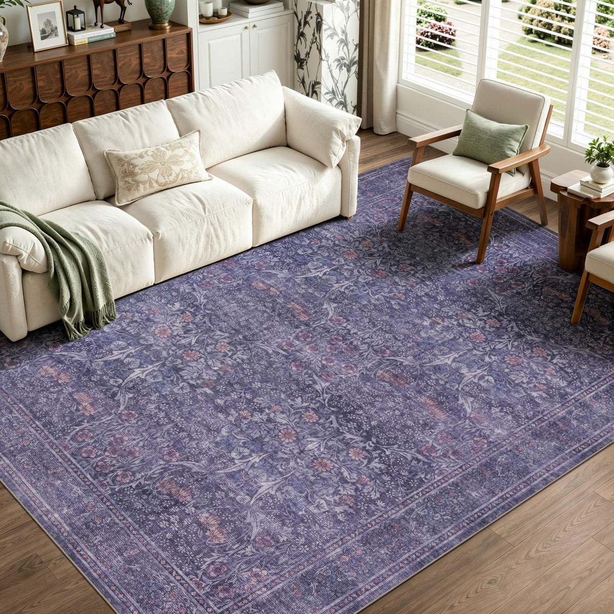 JOLLYVOGUE 5x7 Area Rugs for Living Room, Washable Rug, Beige