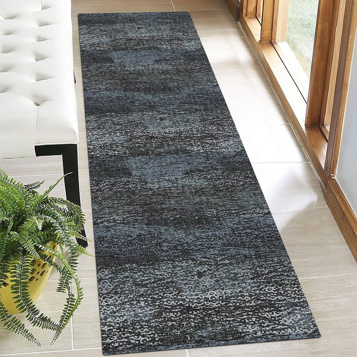 RUGSURE Washable Area Rugs - Perfect for Living Room, Bedroom, Kids Room, Nursery - Stain & Water Resistant Non-Slip, Pet & Child Friendly, Vintage Tribal Area Rugs (Green, 5' x 7')