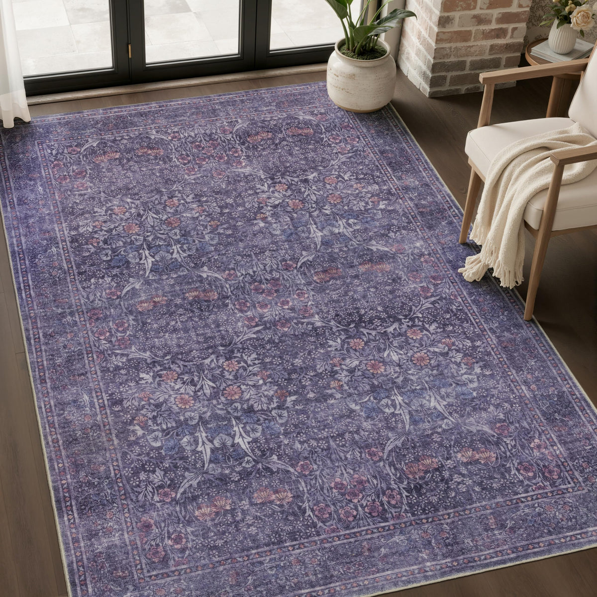 JOLLYVOGUE 5x7 Area Rugs for Living Room, Washable Rug, Beige