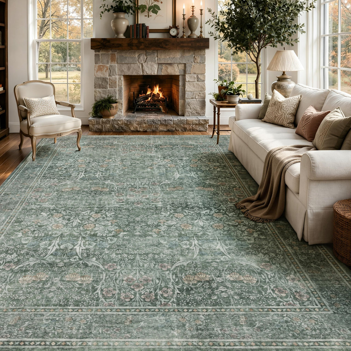 JOLLYVOGUE 5x7 Area Rugs for Living Room, Washable Rug, Beige