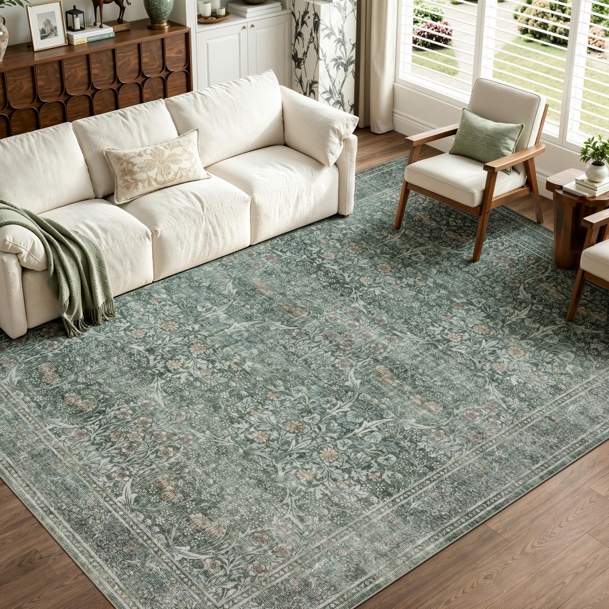 JOLLYVOGUE 5x7 Area Rugs for Living Room, Washable Rug, Beige