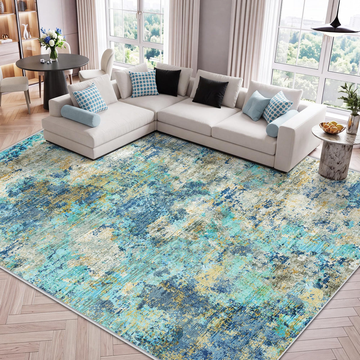 LIVELYGLOW 5x7 Washable Vintage Area Rug, Bedroom Dorm Rug