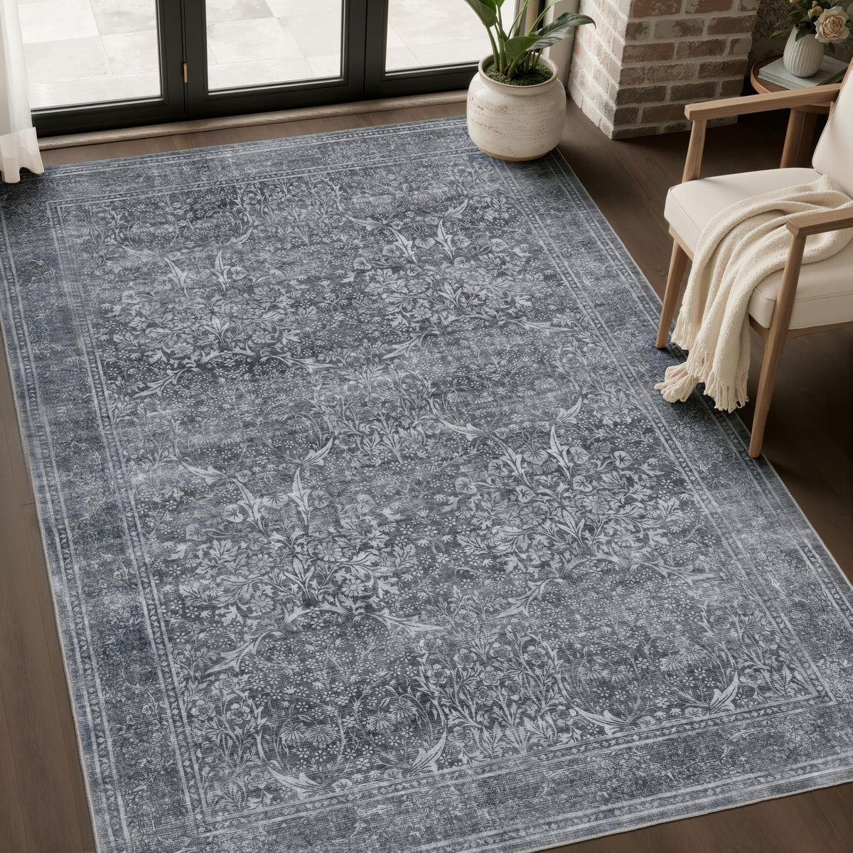 JOLLYVOGUE 5x7 Area Rugs for Living Room, Washable Rug, Beige