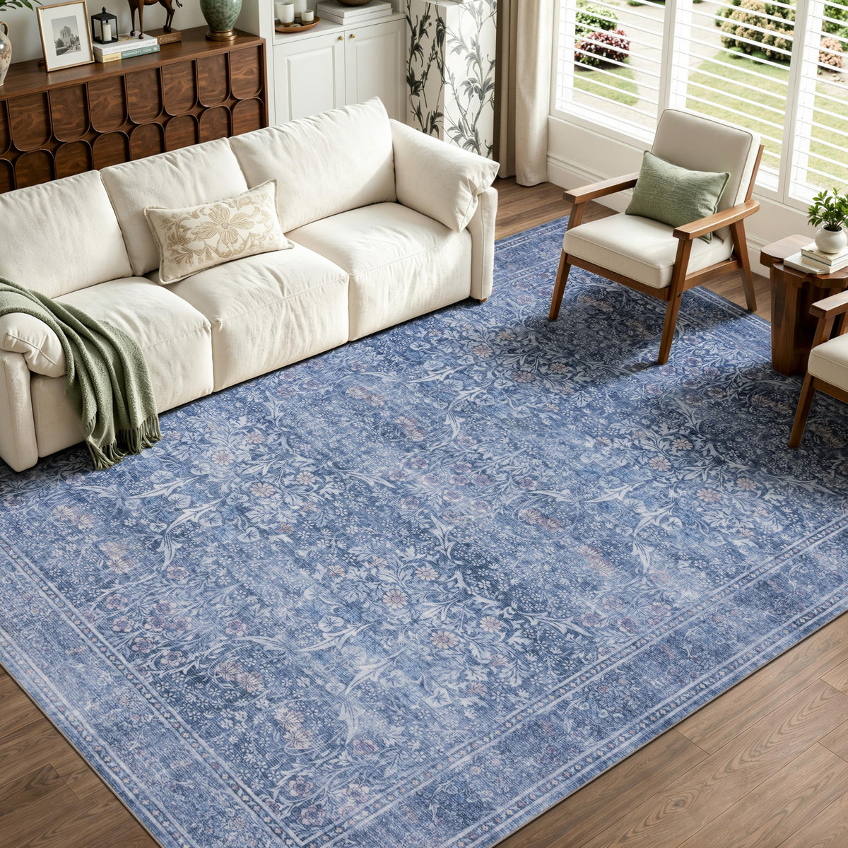 JOLLYVOGUE 5x7 Area Rugs for Living Room, Washable Rug, Beige