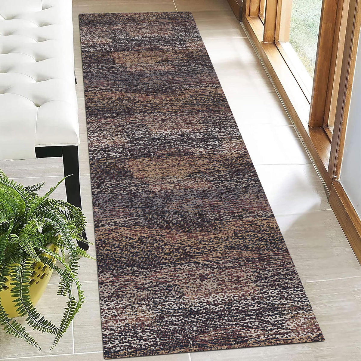RUGSURE Washable Area Rugs - Perfect for Living Room, Bedroom, Kids Room, Nursery - Stain & Water Resistant Non-Slip, Pet & Child Friendly, Vintage Tribal Area Rugs (Green, 5' x 7')