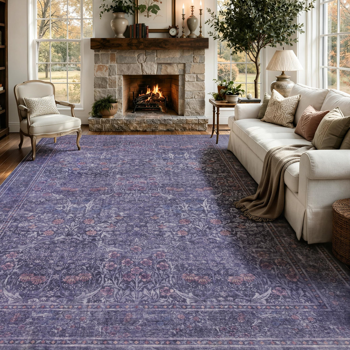 JOLLYVOGUE 5x7 Area Rugs for Living Room, Washable Rug, Beige