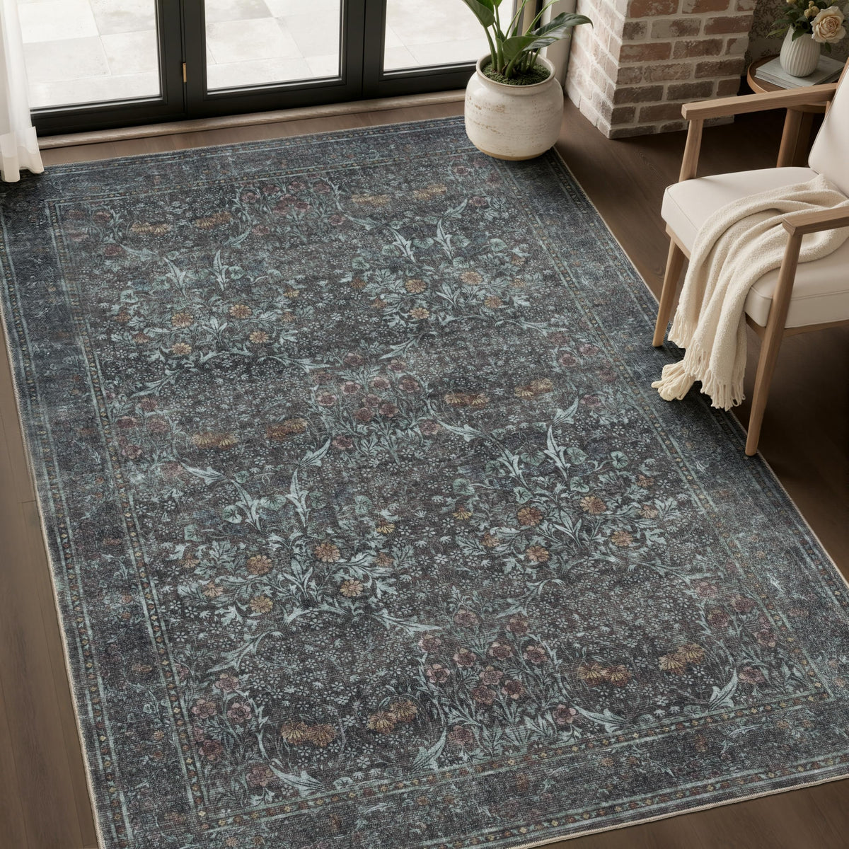 JOLLYVOGUE 5x7 Area Rugs for Living Room, Washable Rug, Beige